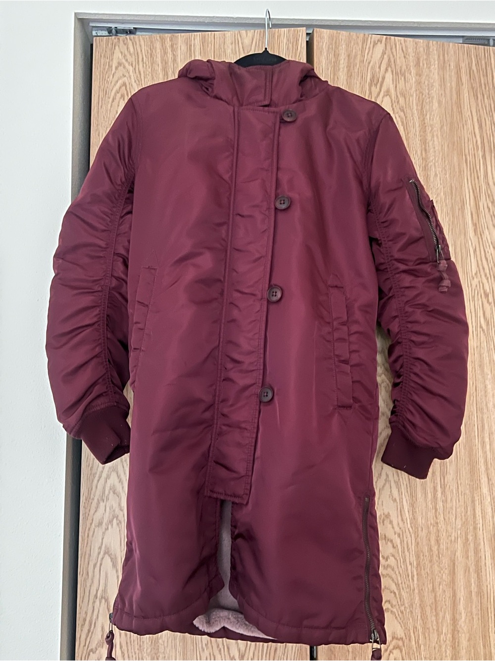 Abercrombie & Fitch Maroon Puffer Coat with Hood